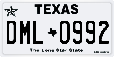 TX license plate DML0992