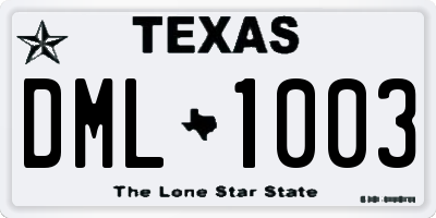 TX license plate DML1003