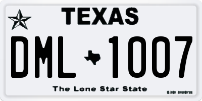 TX license plate DML1007