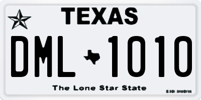 TX license plate DML1010