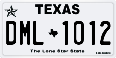 TX license plate DML1012