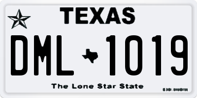 TX license plate DML1019