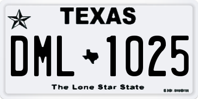 TX license plate DML1025
