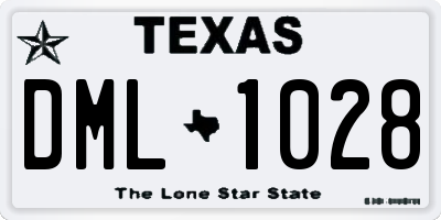 TX license plate DML1028