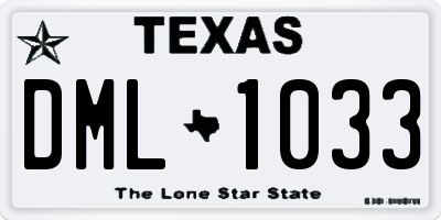 TX license plate DML1033