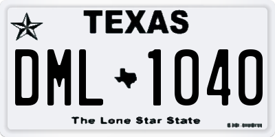 TX license plate DML1040