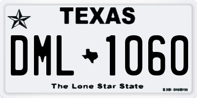 TX license plate DML1060