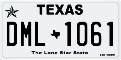 TX license plate DML1061