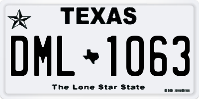 TX license plate DML1063