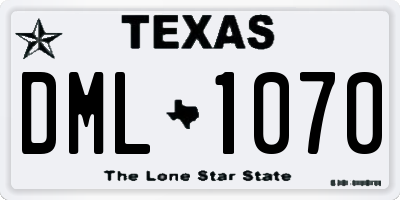 TX license plate DML1070
