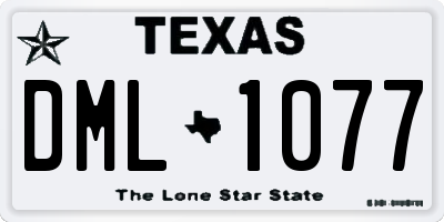 TX license plate DML1077