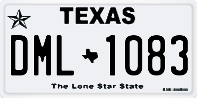 TX license plate DML1083