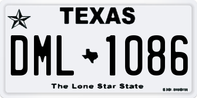 TX license plate DML1086