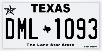 TX license plate DML1093