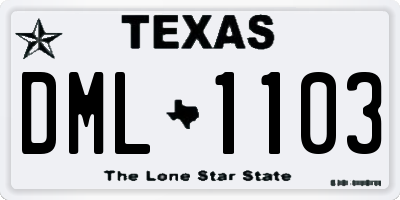 TX license plate DML1103