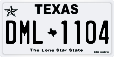 TX license plate DML1104