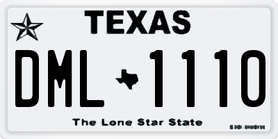 TX license plate DML1110