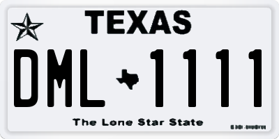 TX license plate DML1111