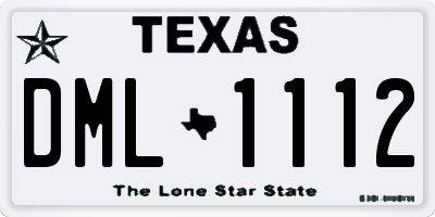 TX license plate DML1112