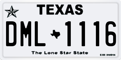 TX license plate DML1116
