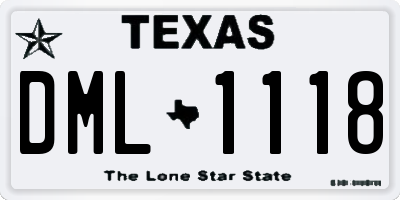 TX license plate DML1118
