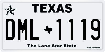 TX license plate DML1119