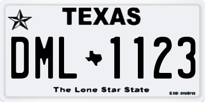 TX license plate DML1123
