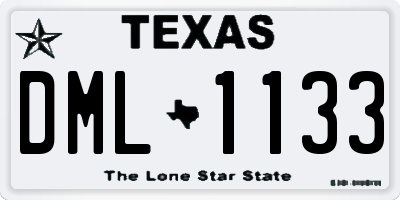 TX license plate DML1133