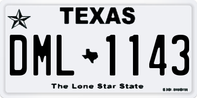 TX license plate DML1143