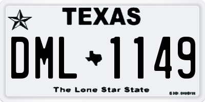 TX license plate DML1149