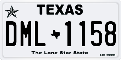 TX license plate DML1158