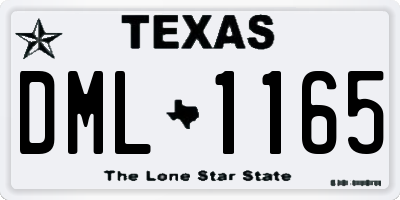 TX license plate DML1165