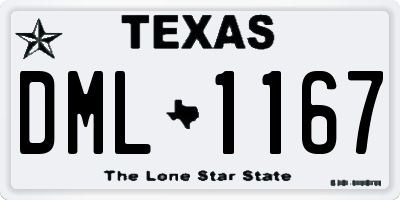 TX license plate DML1167