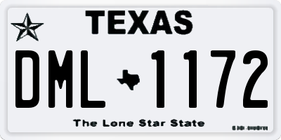 TX license plate DML1172