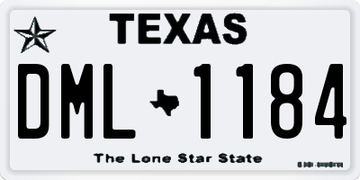 TX license plate DML1184