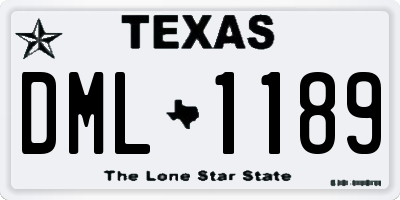 TX license plate DML1189