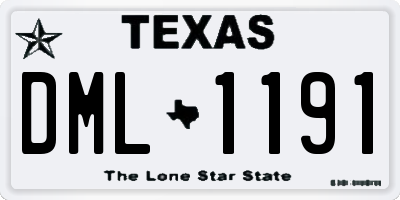 TX license plate DML1191