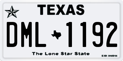 TX license plate DML1192