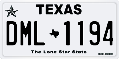 TX license plate DML1194