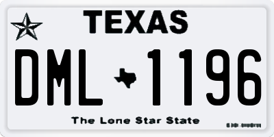 TX license plate DML1196