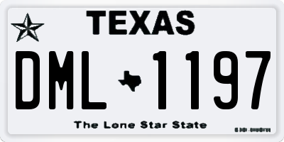 TX license plate DML1197