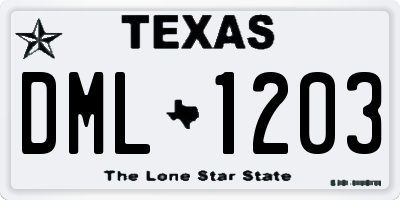 TX license plate DML1203
