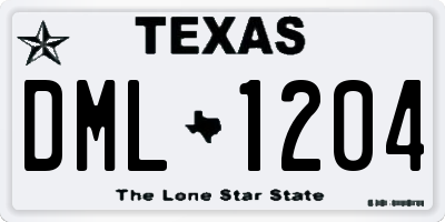TX license plate DML1204