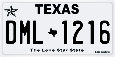TX license plate DML1216