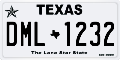 TX license plate DML1232