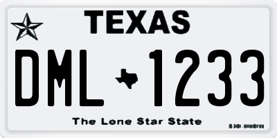 TX license plate DML1233