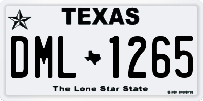 TX license plate DML1265