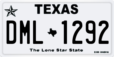 TX license plate DML1292
