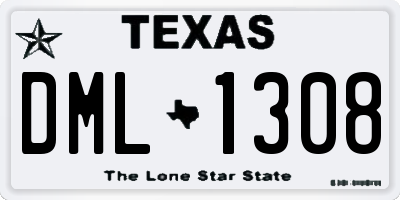 TX license plate DML1308