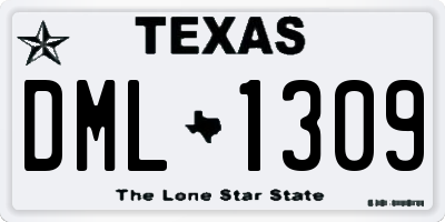 TX license plate DML1309